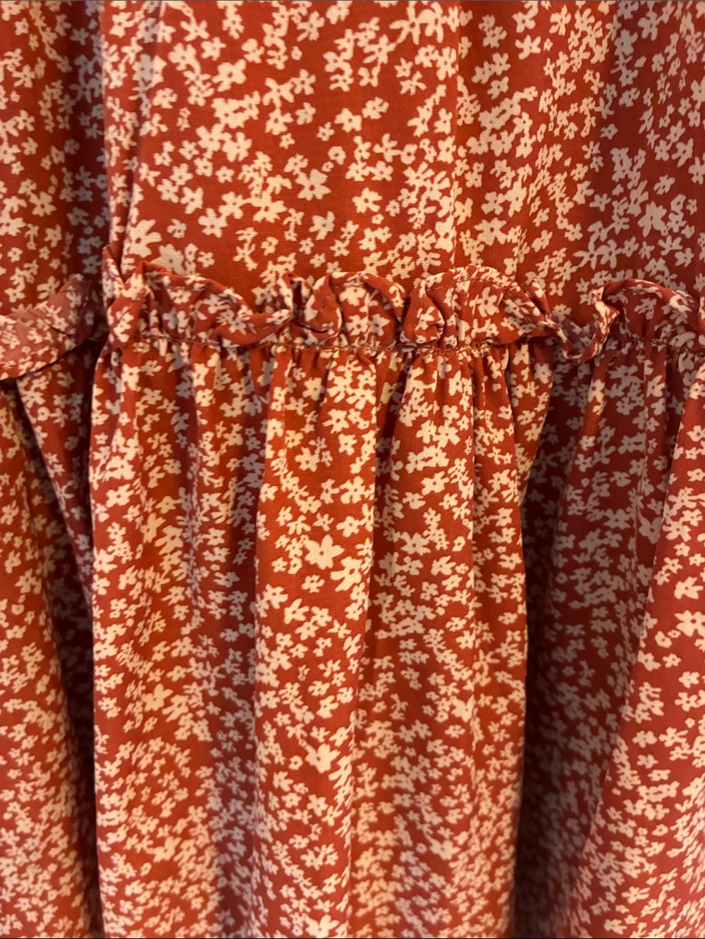 Pinch Rust Floral Ruffle-Sleeve Mini Dress - Picture 4 of 5